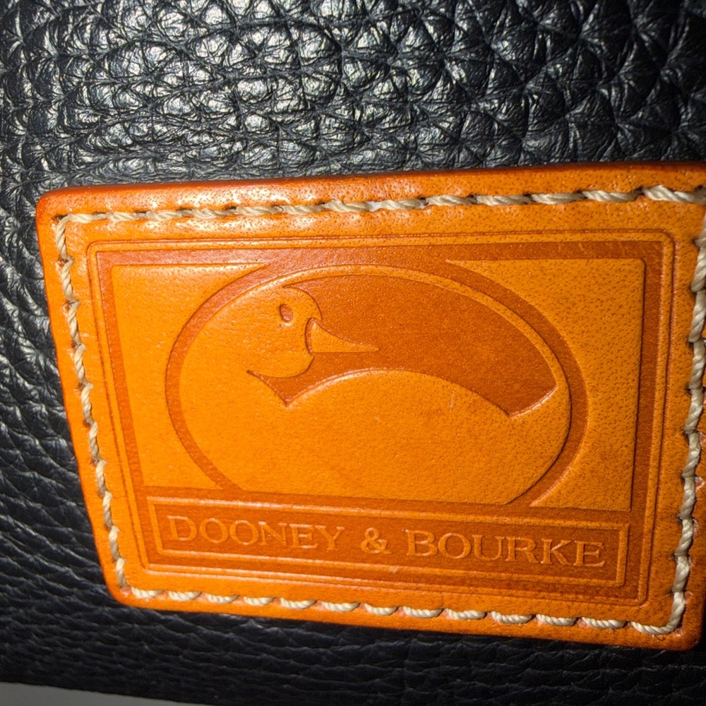 Dooney & Bourke Black Pebbled Leather Hobo with Brown Trim - Picture 3 of 13